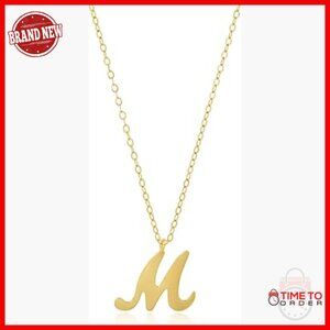 10k Solid Gold Dainty Script Initial Necklace 16+2 Inches Extendable